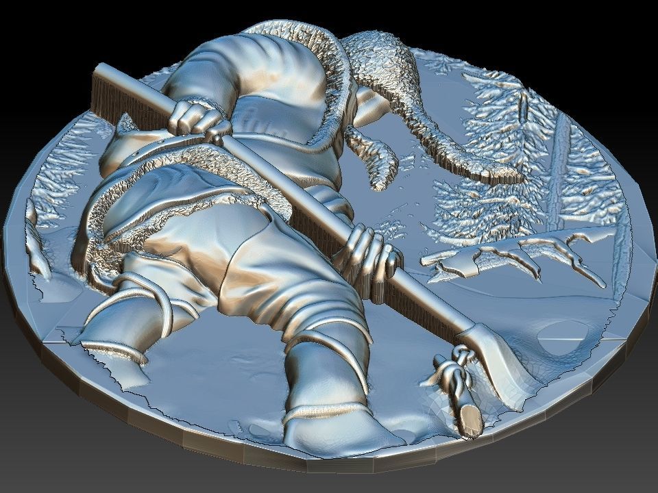 HUNTING 3D medallion with soldier Free 3D model_11