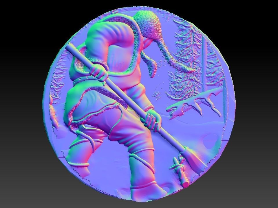 HUNTING 3D medallion with soldier Free 3D model_7