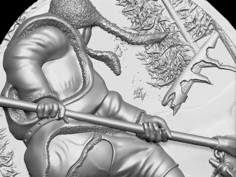 HUNTING 3D medallion with soldier Free 3D model_2