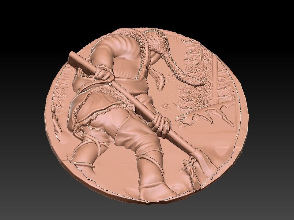 HUNTING 3D medallion with soldier Free 3D model_17