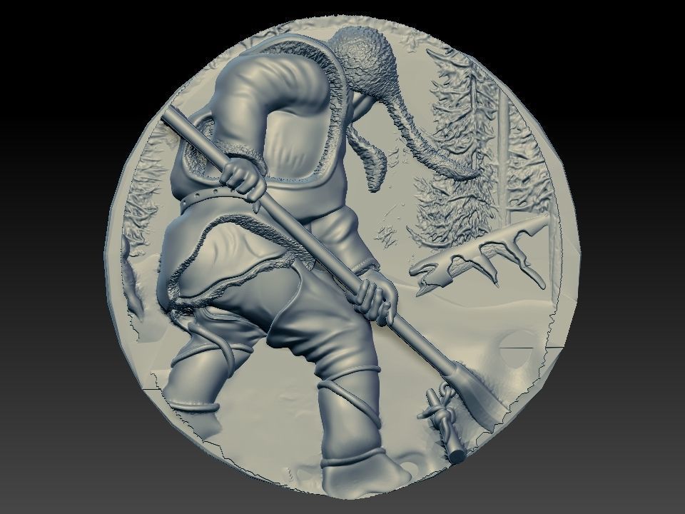 HUNTING 3D medallion with soldier Free 3D model_3