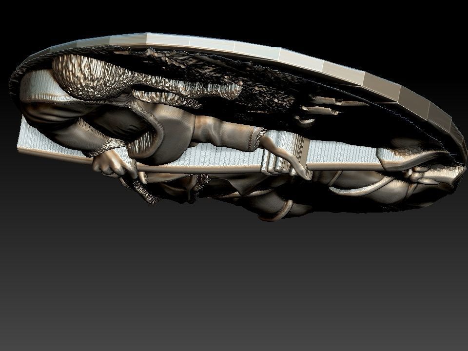 HUNTING 3D medallion with soldier Free 3D model_14