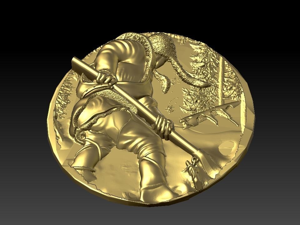 HUNTING 3D medallion with soldier Free 3D model_9