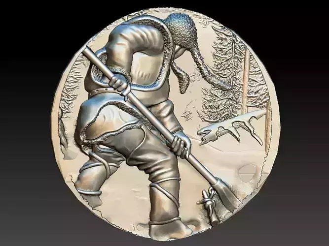 HUNTING 3D medallion with soldier Free 3D model