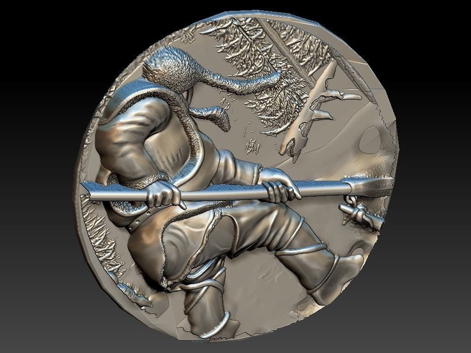 HUNTING 3D medallion with soldier Free 3D model_15