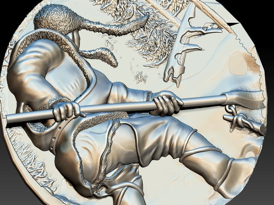 HUNTING 3D medallion with soldier Free 3D model_13