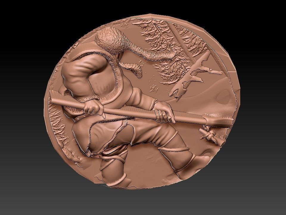 HUNTING 3D medallion with soldier Free 3D model_19