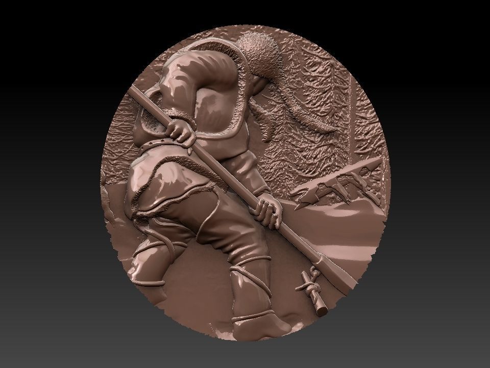 HUNTING 3D medallion with soldier Free 3D model_21