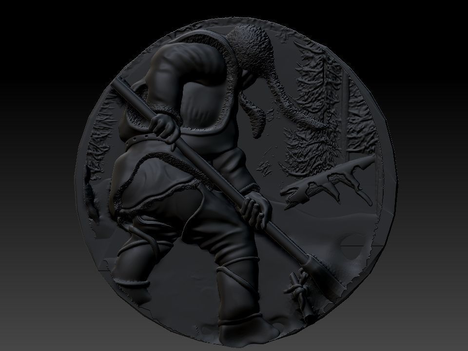 HUNTING 3D medallion with soldier Free 3D model_12
