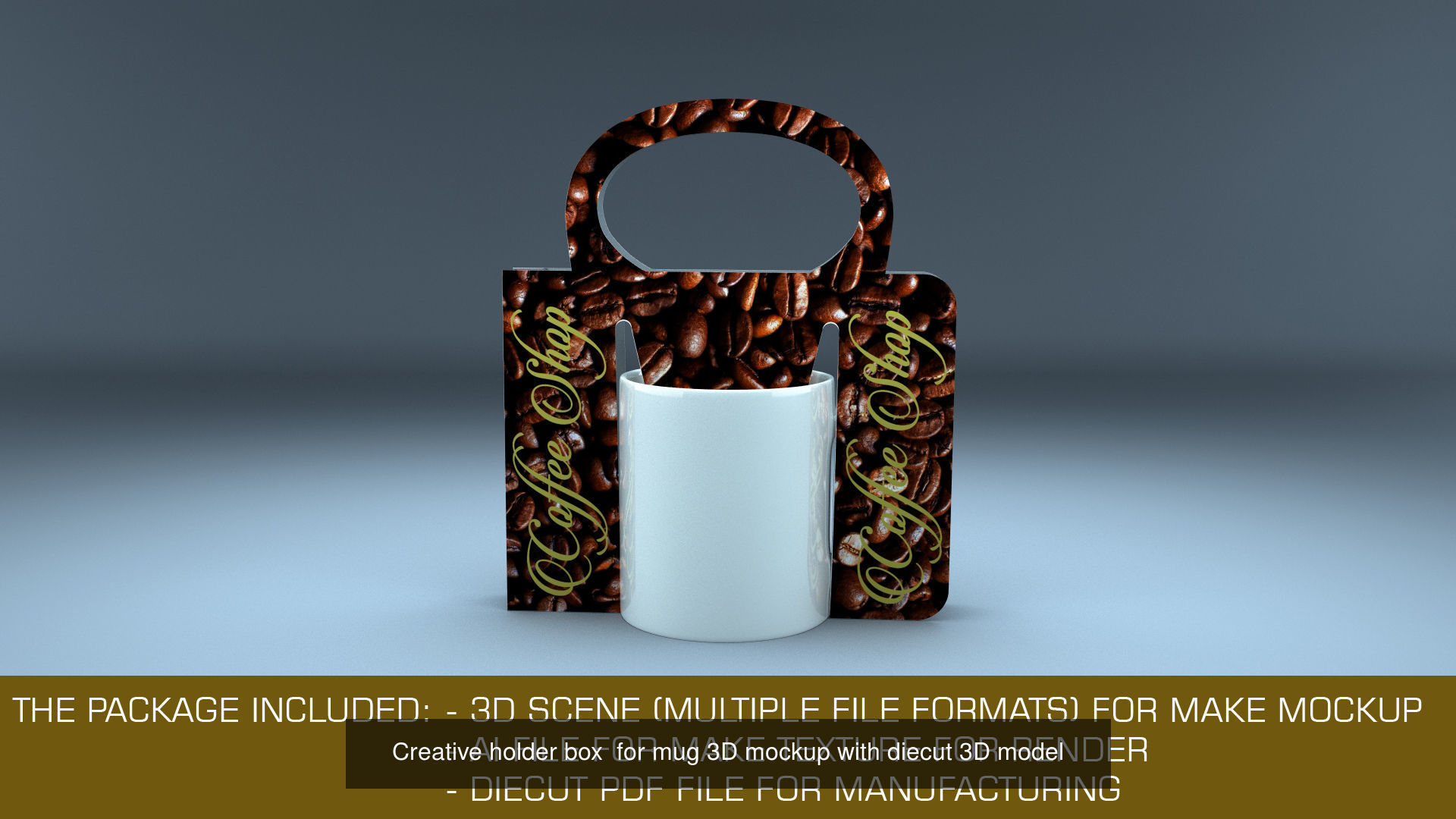 Ceramic mug 3D model and paper holder 3D mockup with diecut 3D Model Collection_2