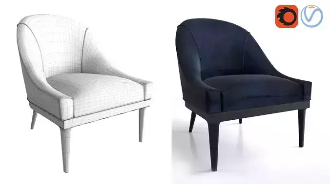BELLA CHAIR Mitchell Gold Bob Williams Velvet fabric Chair Free 3D model