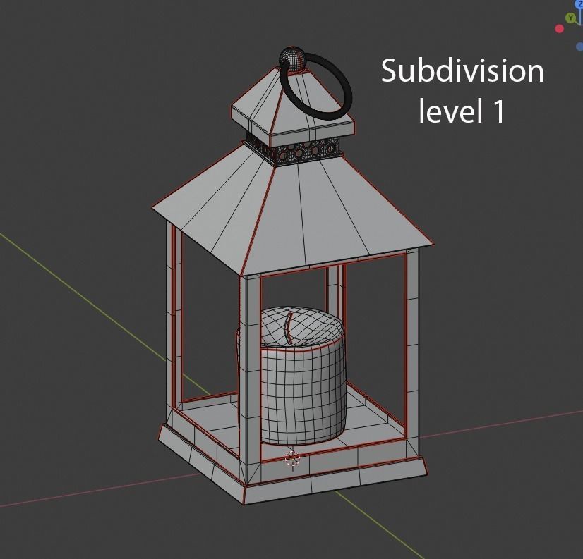 Realistic lantern with a candle Low-poly 3D model_6