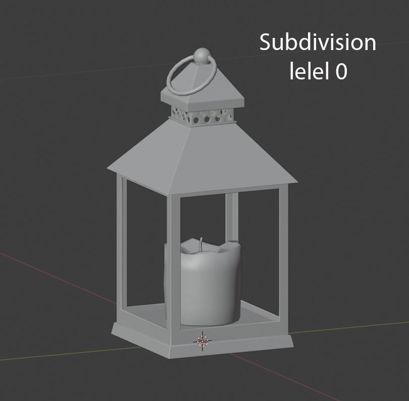 Realistic lantern with a candle Low-poly 3D model_3
