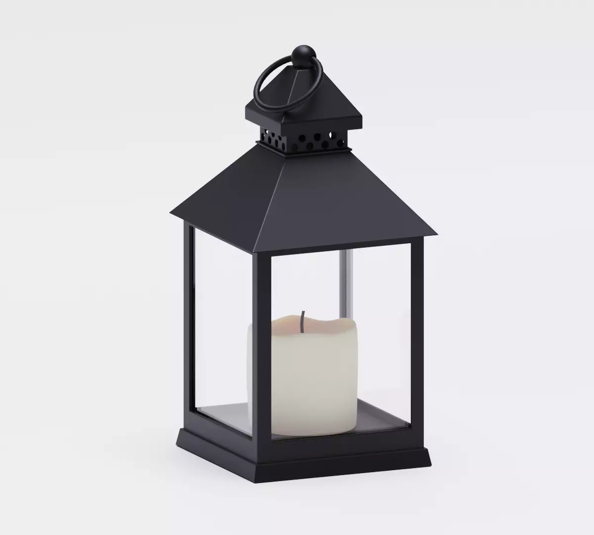 Realistic lantern with a candle Low-poly 3D model_0