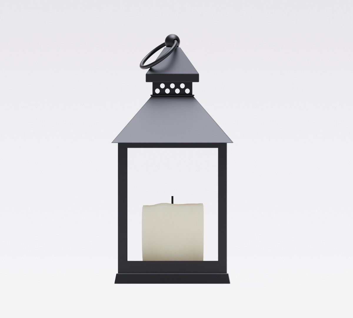 Realistic lantern with a candle Low-poly 3D model_1