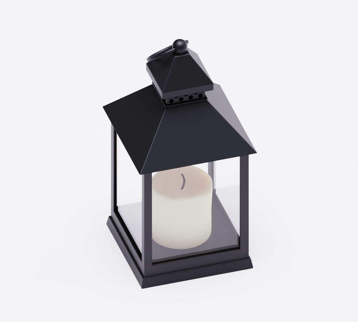 Realistic lantern with a candle Low-poly 3D model_2