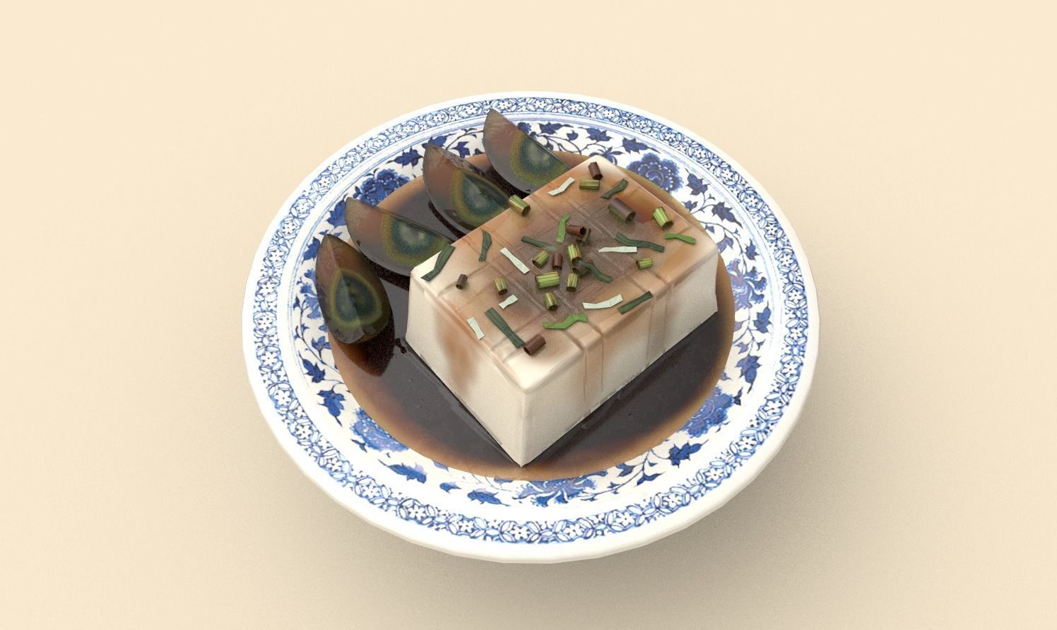 Asia food Preserved egg tofu Low-poly 3D model_3