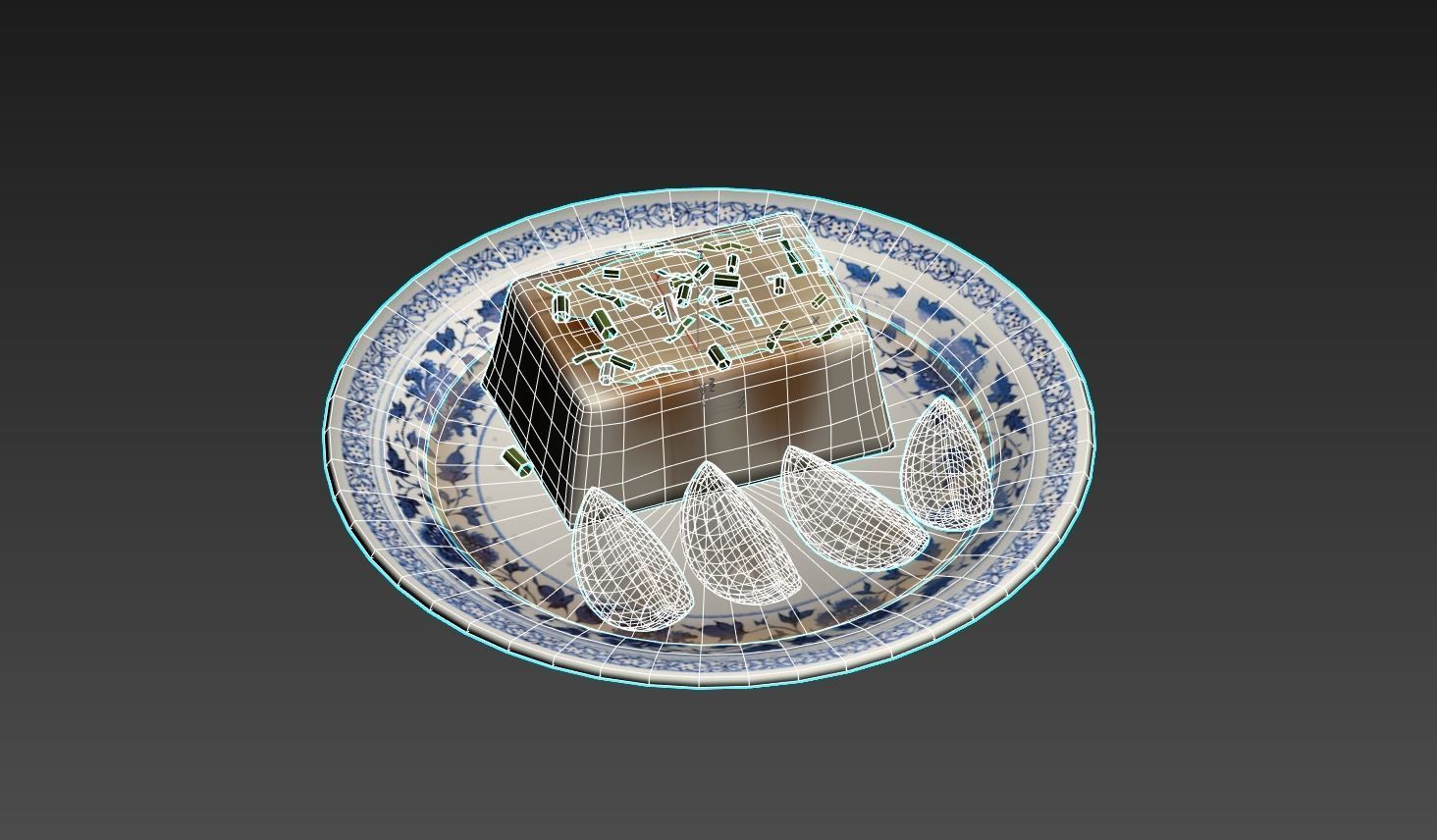 Asia food Preserved egg tofu Low-poly 3D model_4