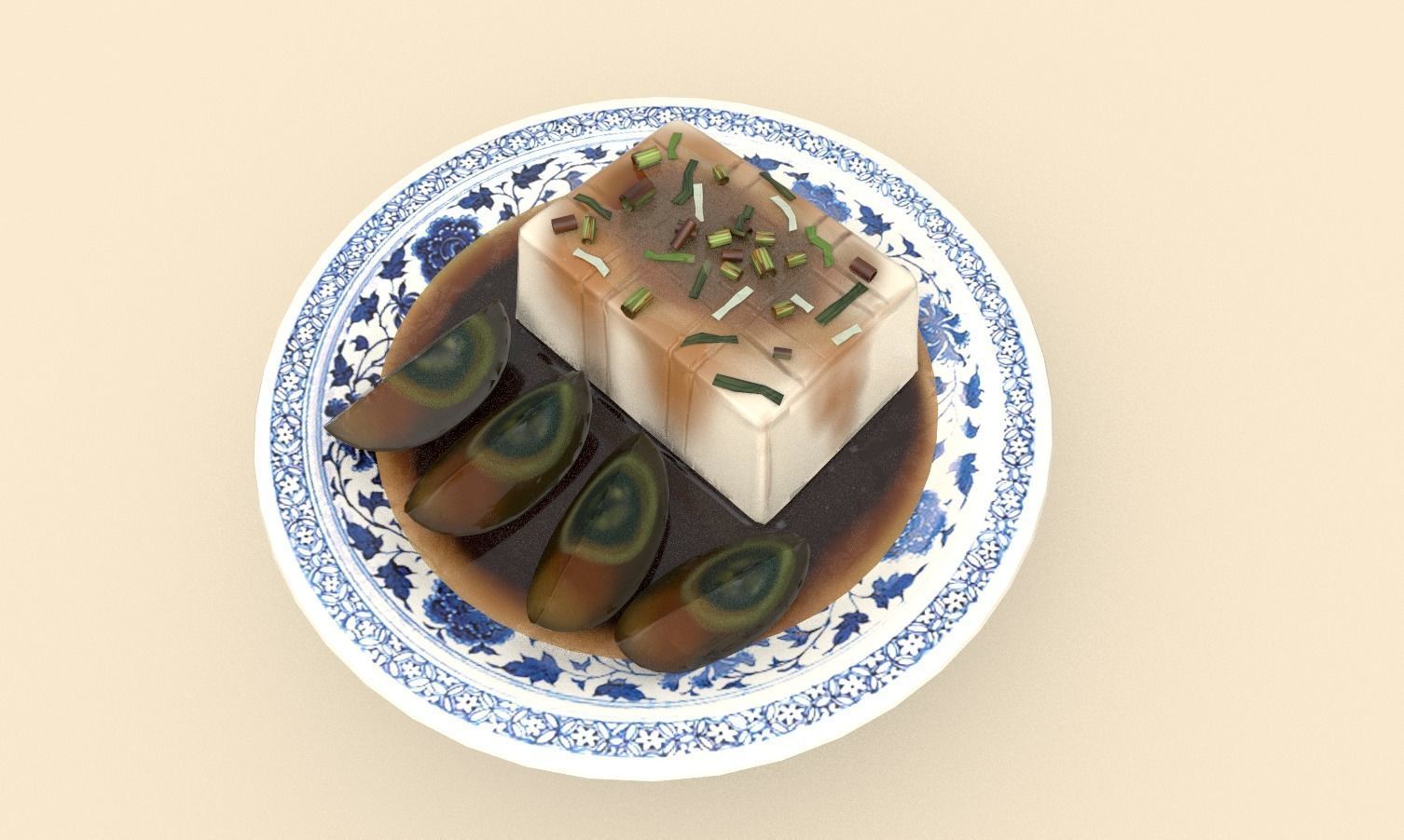 Asia food Preserved egg tofu Low-poly 3D model_2