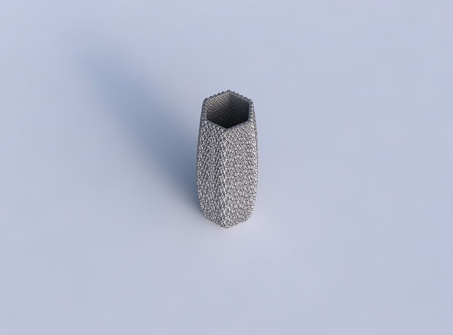 Vase squeezed hexagon with wavy grid piramides 3D print model_6