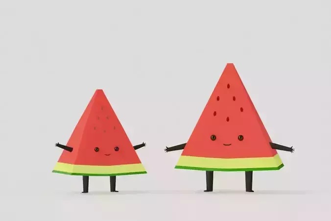 Water Melon Cartoon Character 
