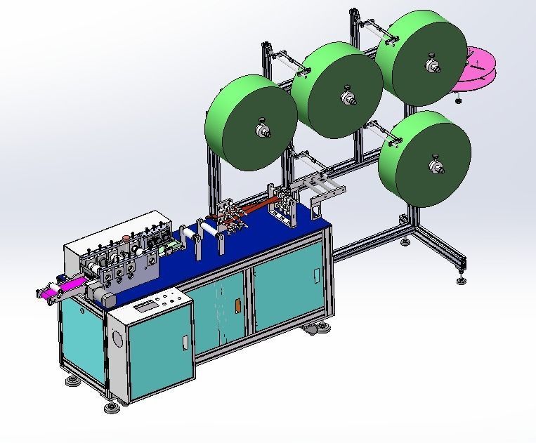 Flat mask one drag two external ear strap machine 3D model_14