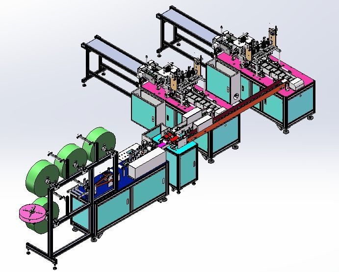 Flat mask one drag two external ear strap machine 3D model_16