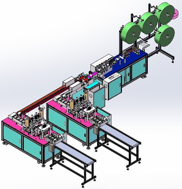 Flat mask one drag two external ear strap machine 3D model_1