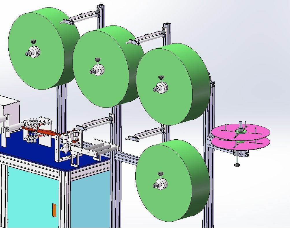 Flat mask one drag two external ear strap machine 3D model_17