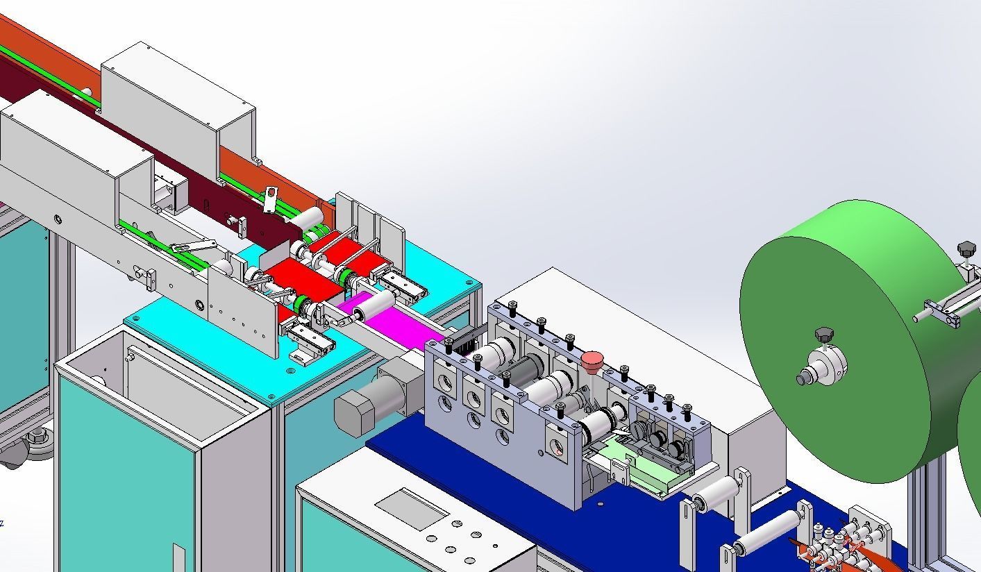 Flat mask one drag two external ear strap machine 3D model_4