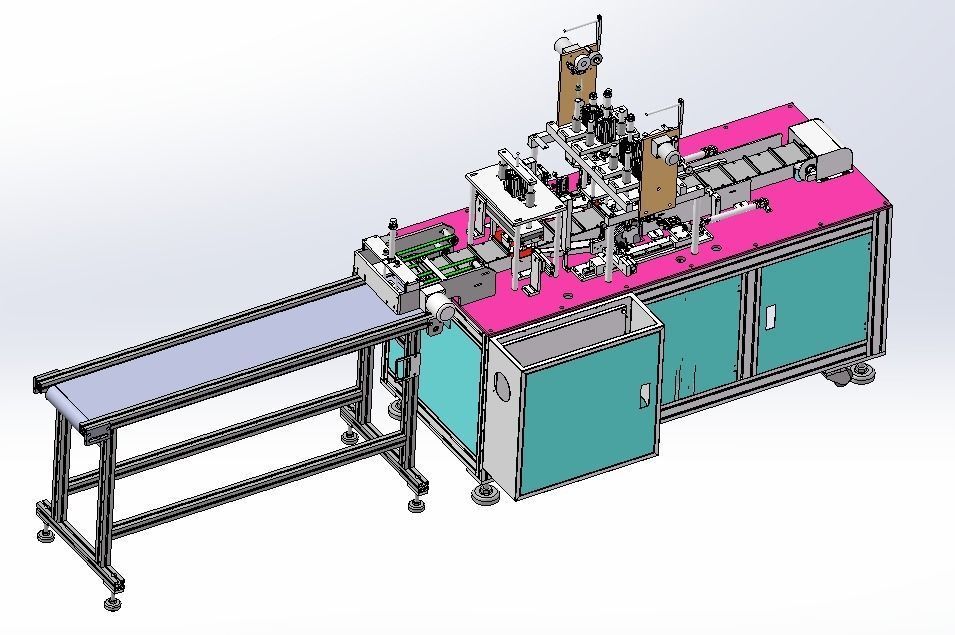 Flat mask one drag two external ear strap machine 3D model_15