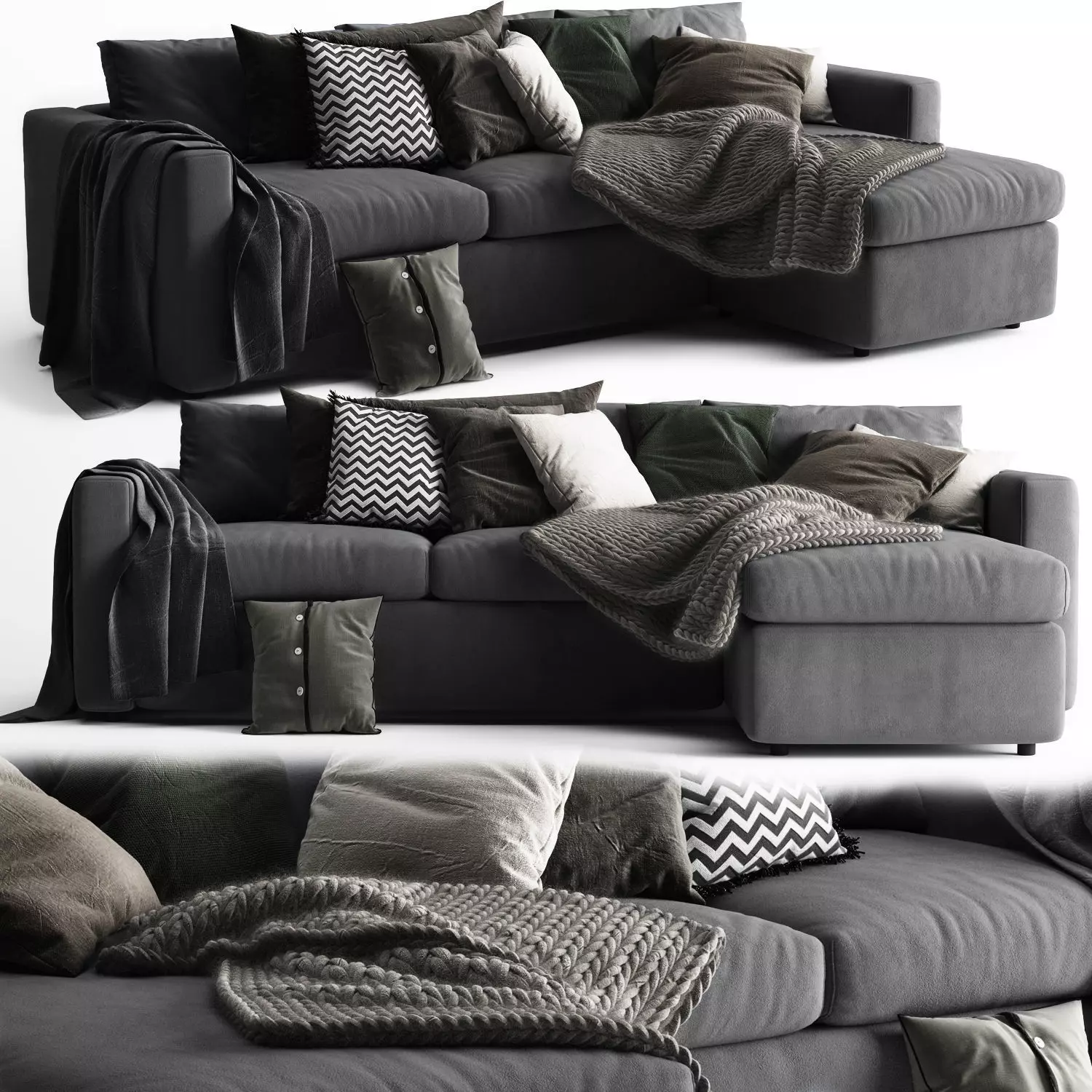 Vimle Sofa 3 Seats Chaise Longue 3D model