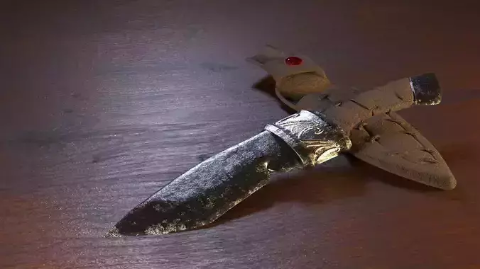 Knife on wooden table