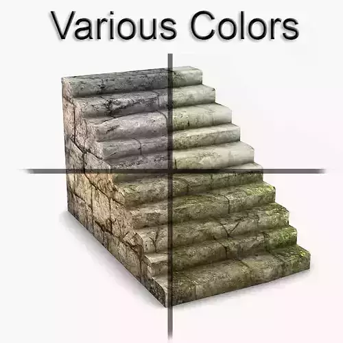 Rock Stairs Module Low-poly 3D model