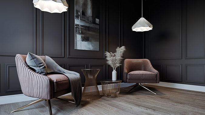 CA - Simple Livingroom - Darkroom 3D model 2