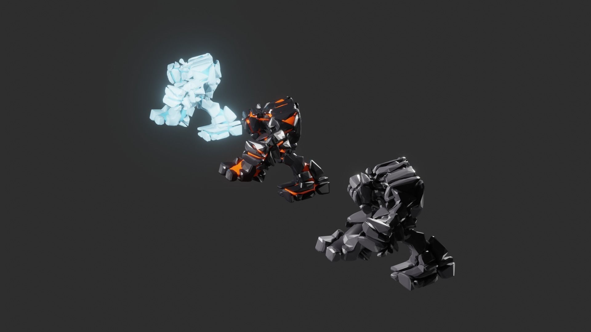 Game monsters collection Low-poly 3D model_3