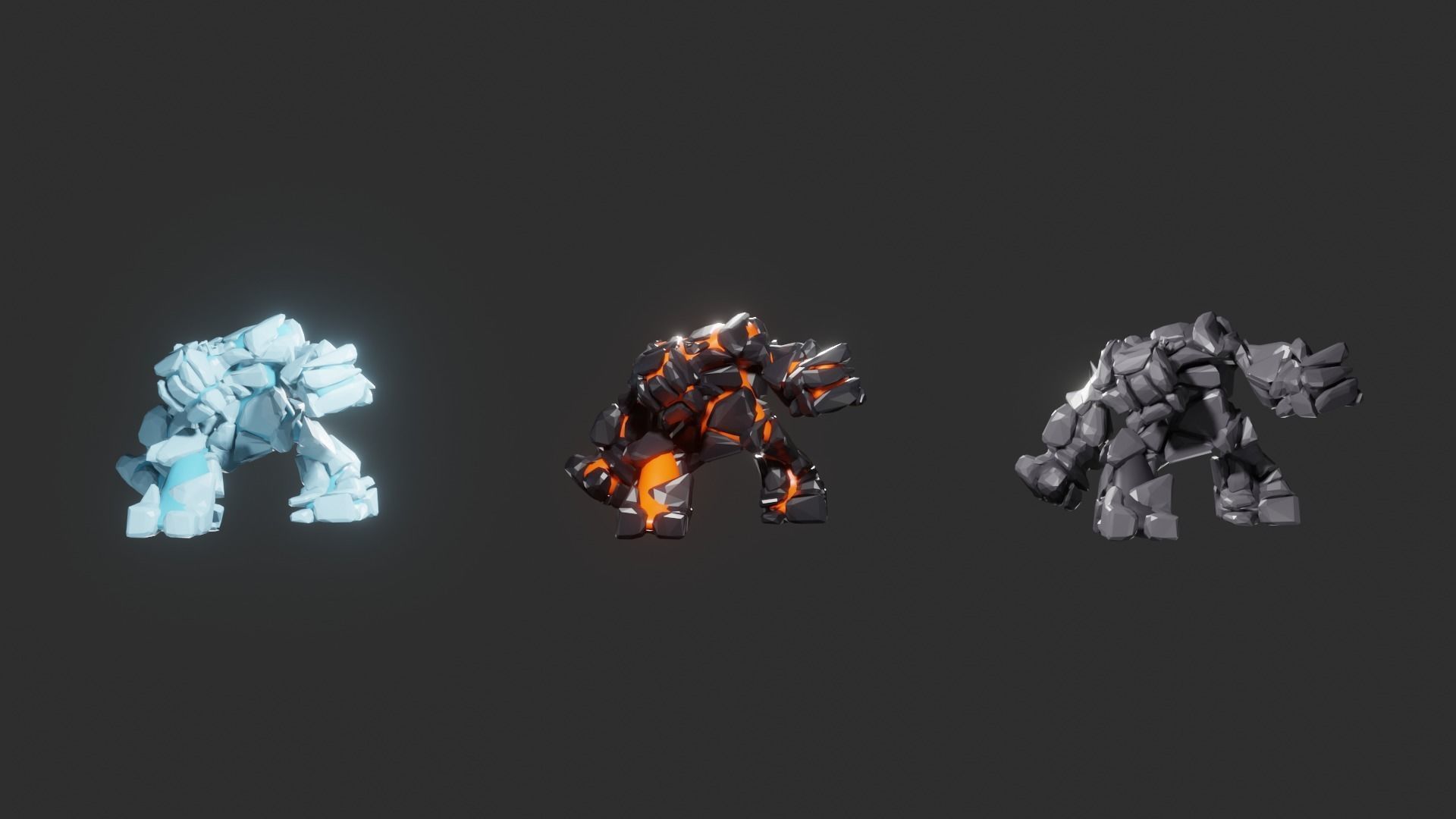 Game monsters collection Low-poly 3D model_15