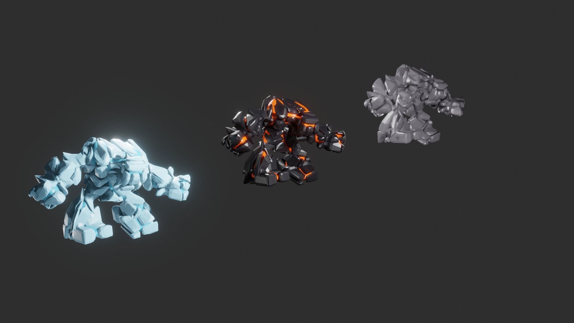 Game monsters collection Low-poly 3D model_2