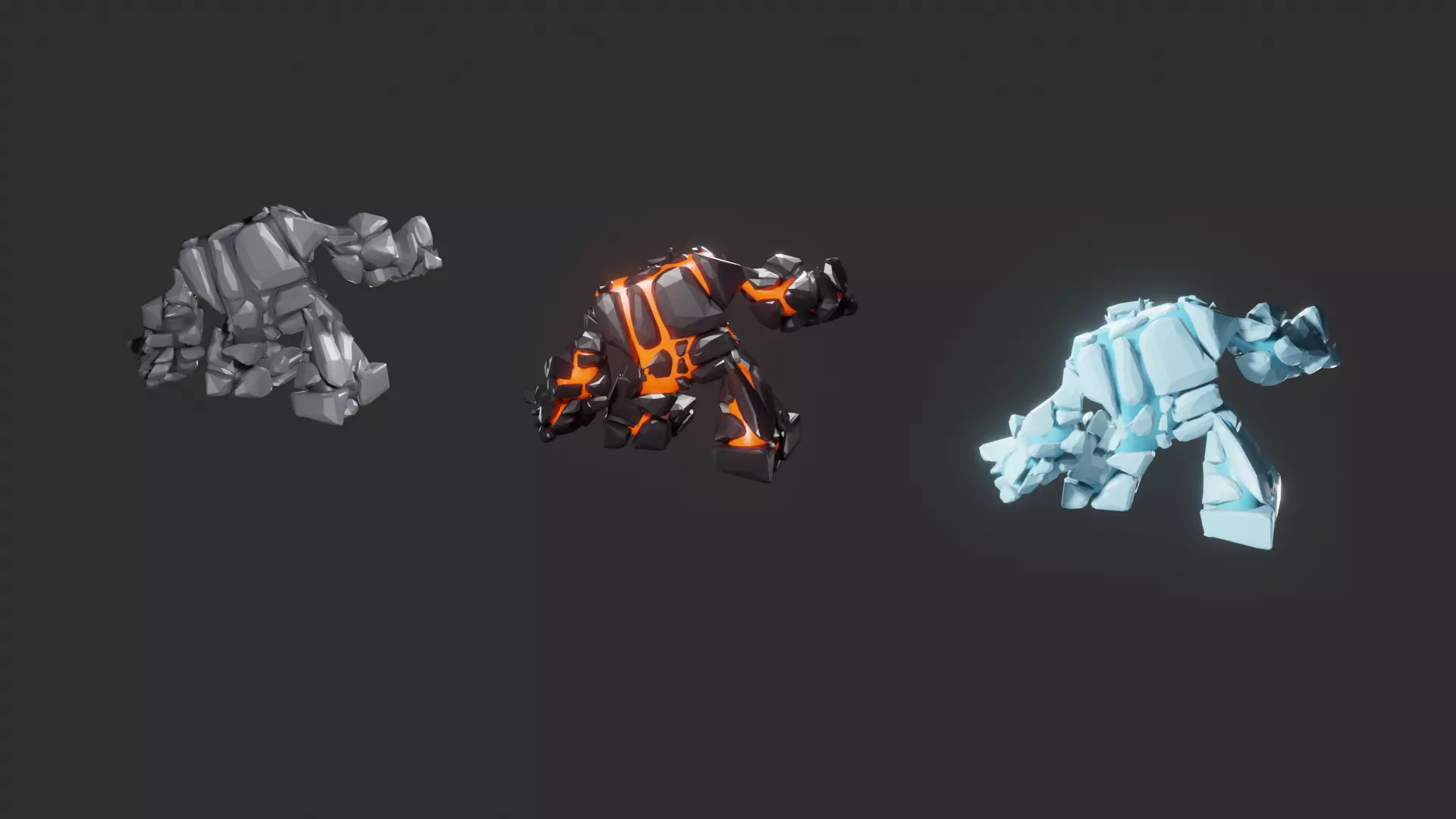 Game monsters collection Low-poly 3D model_0