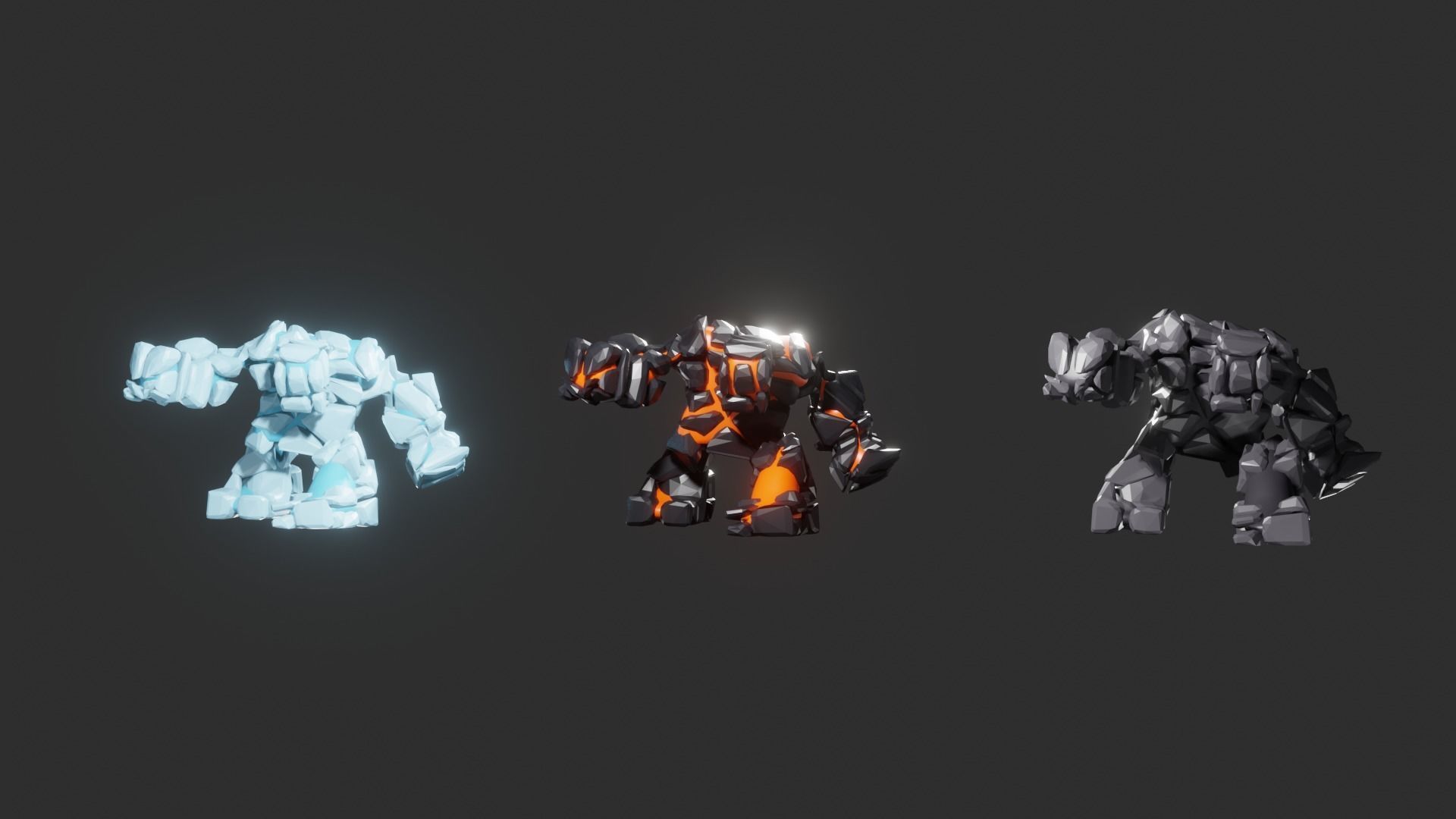 Game monsters collection Low-poly 3D model_7