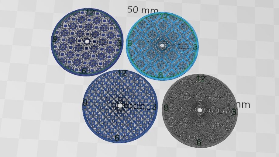 Set of four Delft Pattern Style Watch Dials for Enameling 3D print model_7