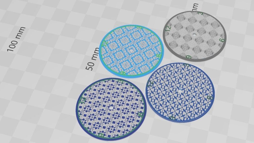 Set of four Delft Pattern Style Watch Dials for Enameling 3D print model_3
