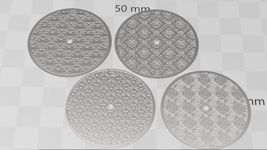 Set of four Delft Pattern Style Watch Dials for Enameling 3D print model_11