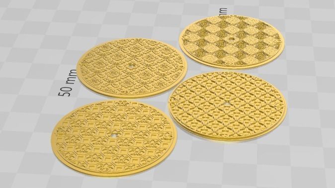 Set of four Delft Pattern Style Watch Dials for Enameling 3D print model_16