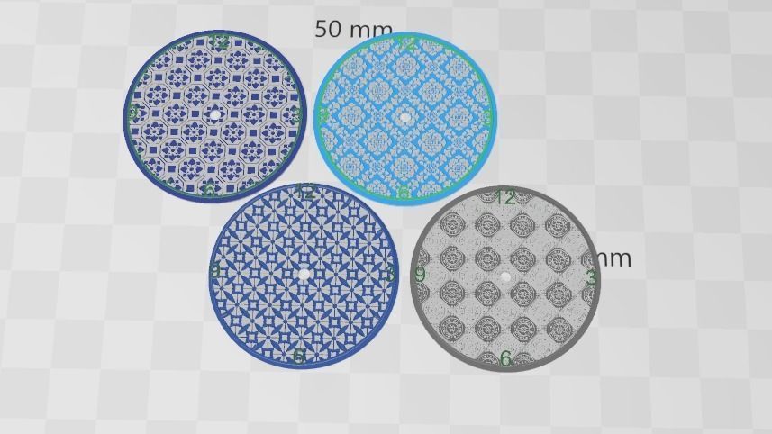 Set of four Delft Pattern Style Watch Dials for Enameling 3D print model_1