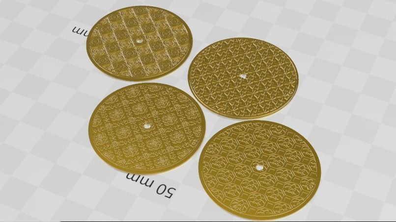 Set of four Delft Pattern Style Watch Dials for Enameling 3D print model_15