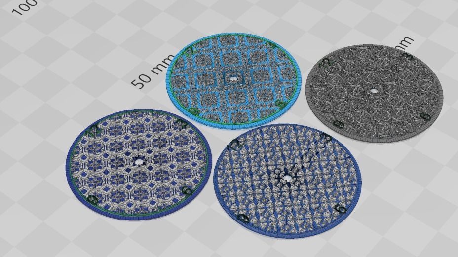 Set of four Delft Pattern Style Watch Dials for Enameling 3D print model_9