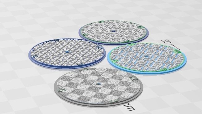 Set of four Delft Pattern Style Watch Dials for Enameling 3D print model_6