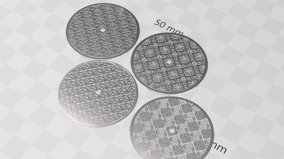 Set of four Delft Pattern Style Watch Dials for Enameling 3D print model_13