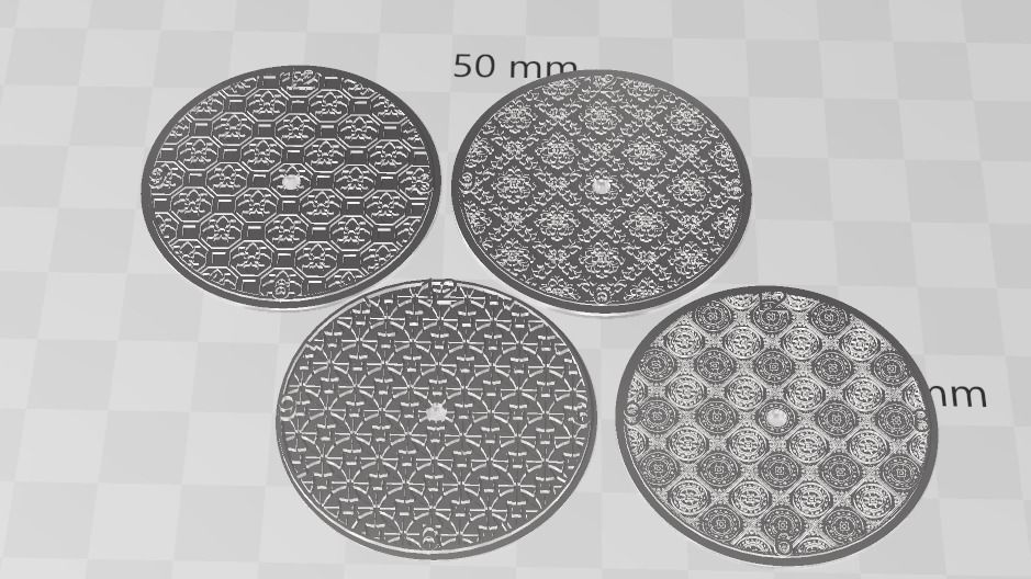 Set of four Delft Pattern Style Watch Dials for Enameling 3D print model_12